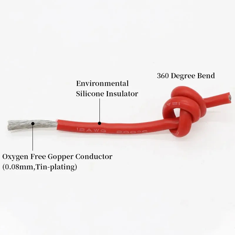 1/5/10m Flexible Silicone Wire 2 Pin or Black Red 30 28 26 24 22 20 18 16 14 12 10 8AWG Automotive Led Lamp Soft Electric Cables