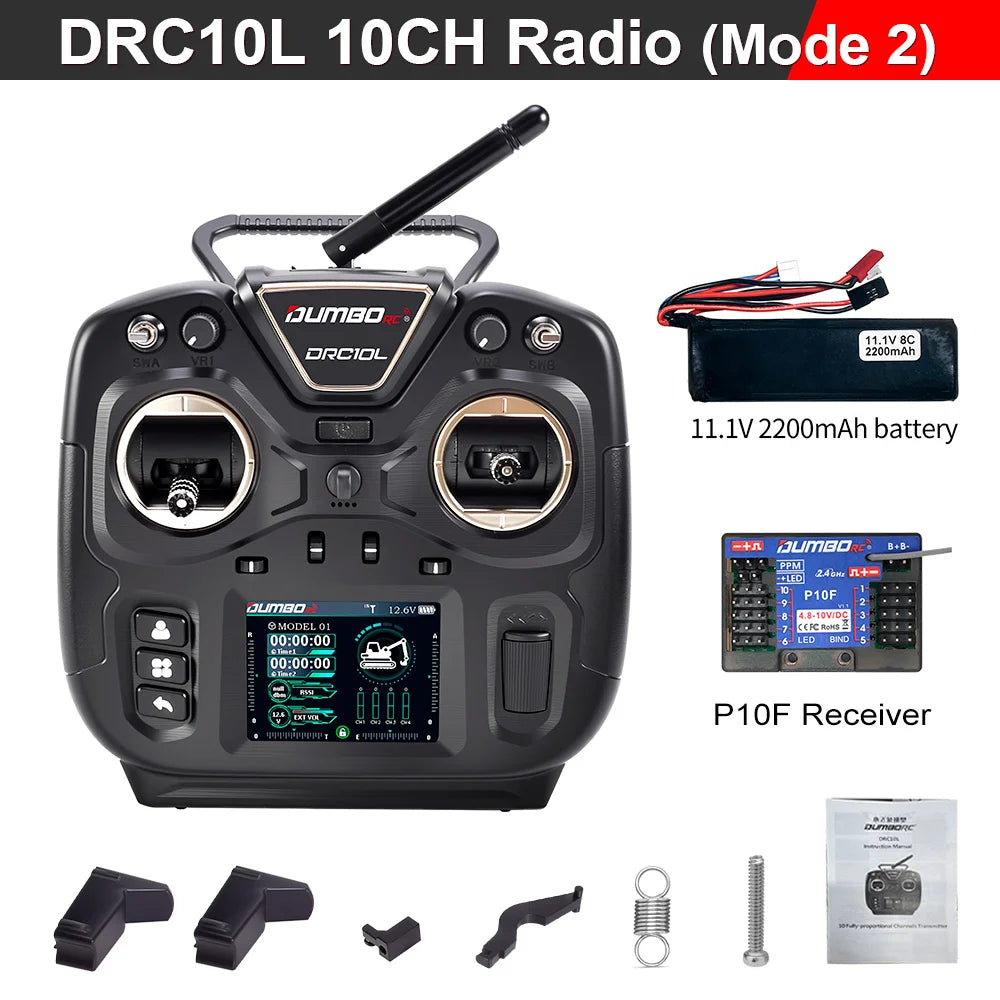 (New Product Surprise Price) DUMBORC DRC10L 2.4G 10CH Coach Mode Remote Controller For RC Plane Car Boat Tank