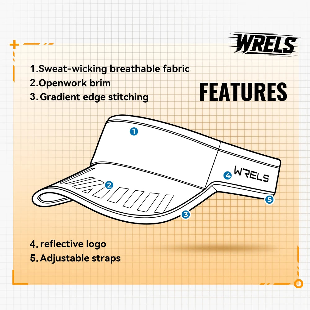 WRELS Sports Sun Visor Hat Adjustable Sun Visor Cap for Women Men UV Protection Lightweight Cooling Stretchy Visor Hat Empty Top