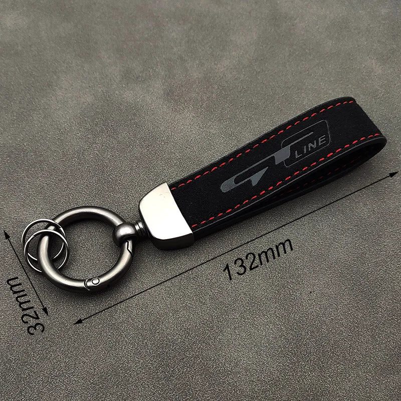 2023 Suede Leather Men Key Chain Rings Luxury Women Car Keychain GT Line Keychain Keyring Accessories
