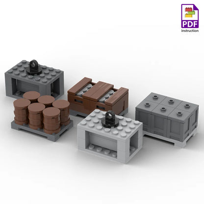 MOC Fuel Gas Tank Building Blocks Kit Wine Barrels Goods Container Forklift Bricks Toys Boys Gift