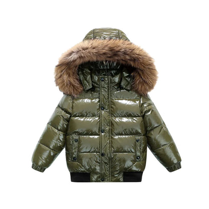 UNITIM Kids Baby Girls Down Jacket Hooded Glossy No-rinse Toddler Boys Down Coat Winter Thicken Warm Newborn Boys Parkas Outwear