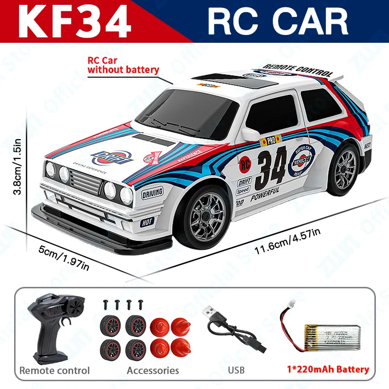 KF34 1/43 High Speed Drift RC Car With Light 2.4G 4WD Remote Control Mini GTR Racing Model Cars For Boys Kids Toy Gift