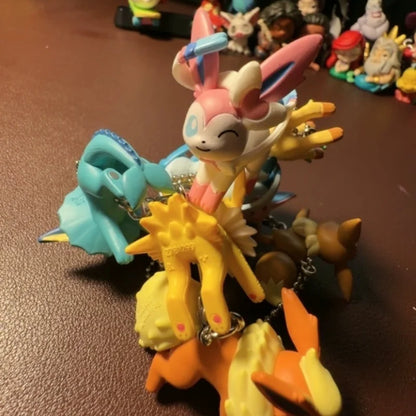 Bandai Pokemon Eevee Evolutions Nine Forms Connectable Mascot Gashapon Keychain Pendant For Anime Collectors Hobby Fans