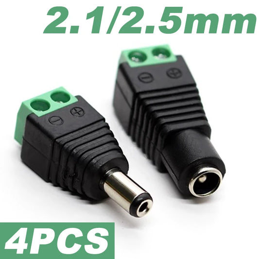 4pcs Male Female Jack Socket Barrel 2.1mm*5.5mm DC Plug Adapter 2.5mm 12V DC Power Connector Plug