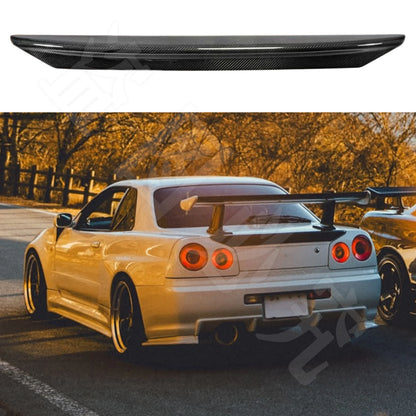 For Nissan Skyline R34 GTR rear trunk spoiler wing boot lip body kit HK style high-quality carbon fiber ducktail wing