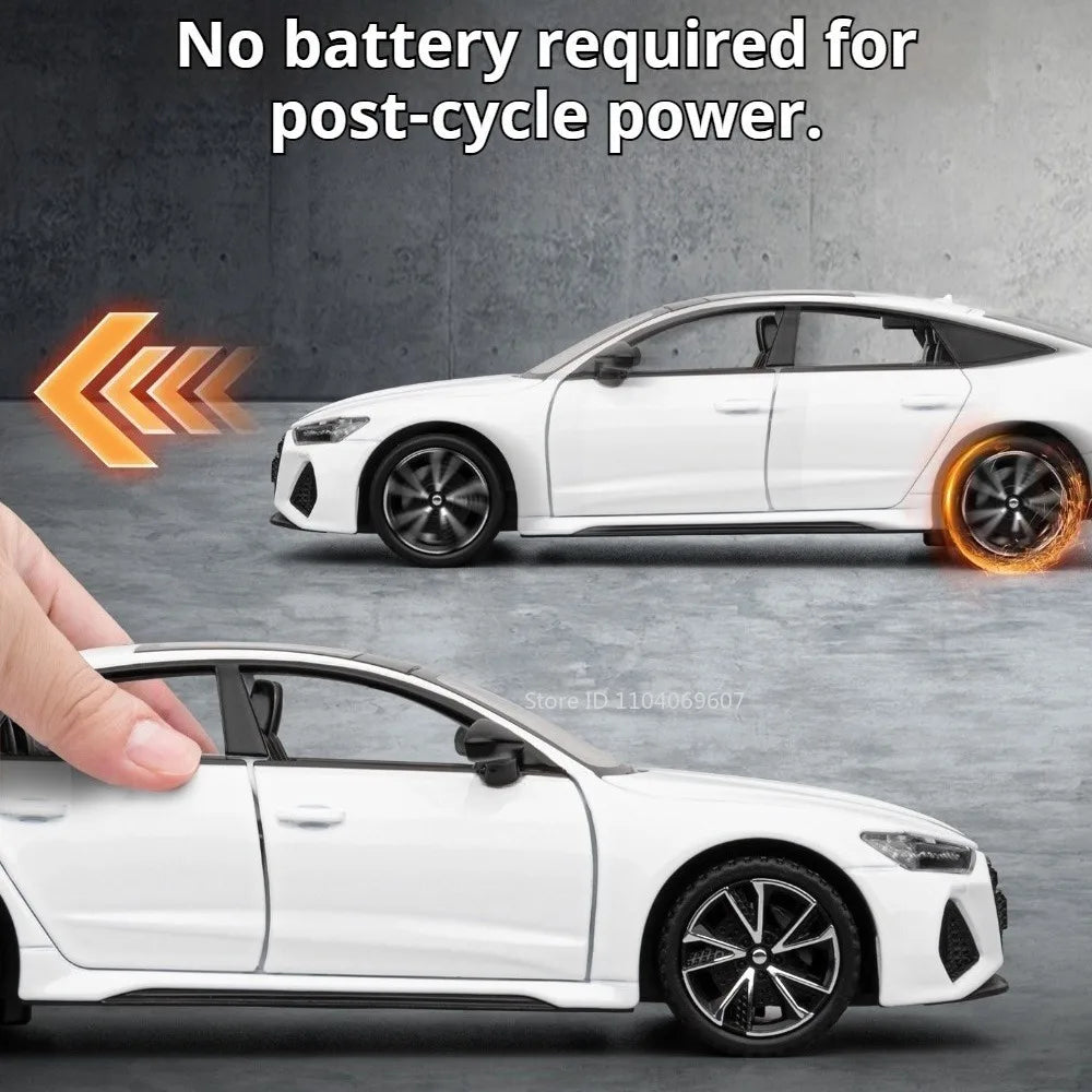1:32 RS7 RS6 Miniature Car Toy Models Alloy Diecast Rubber Tires Doors Opened Exquisite Interior Pull Back Decoration Vehicles