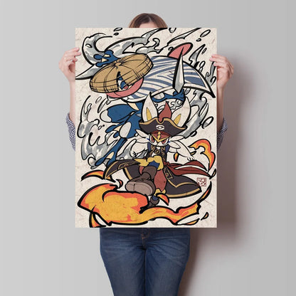 1pc frameless Canvas Paintings Retro Canvas Poster Prints Pokemon Gengar Blastoise Cartoon Character Picture Wall Art Home  Chil