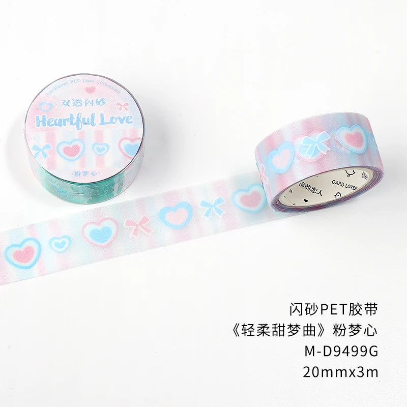 3m/roll Kawaii Korean INS Lucky Grass Sparkling Sand PET Tape Stickers DIY Scrapbook Decoration Diary Album Aesthetic Stationery