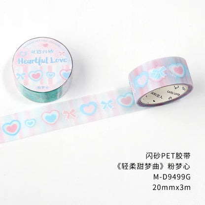 3m/roll Kawaii Korean INS Lucky Grass Sparkling Sand PET Tape Stickers DIY Scrapbook Decoration Diary Album Aesthetic Stationery
