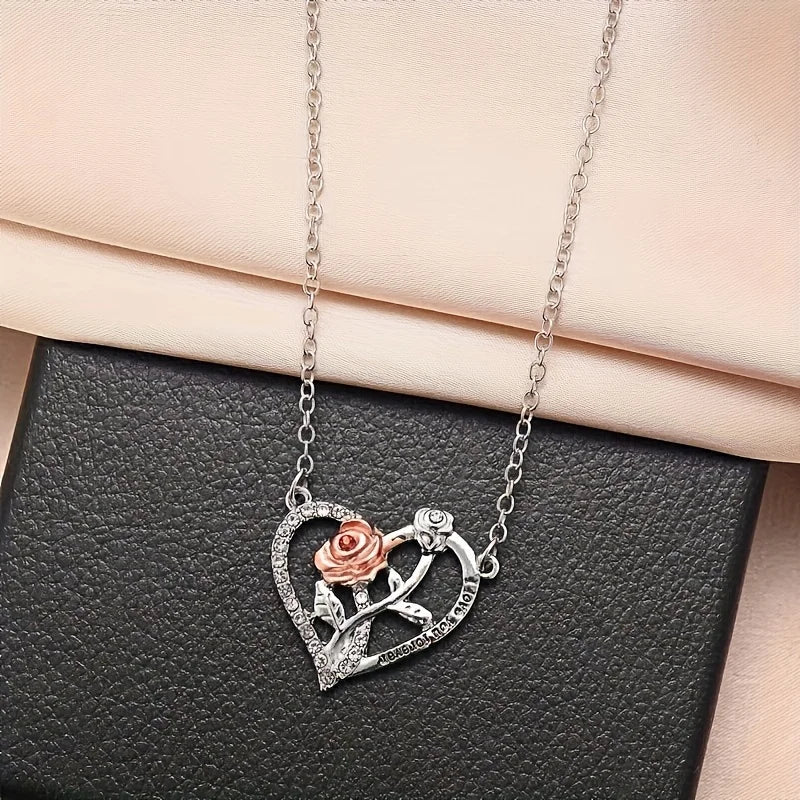 I Love You Forever Necklace With Rose Flower Gift Box For Girlfriend Mother Birthday Romantic Gift 2024 New Fashion Jewelry