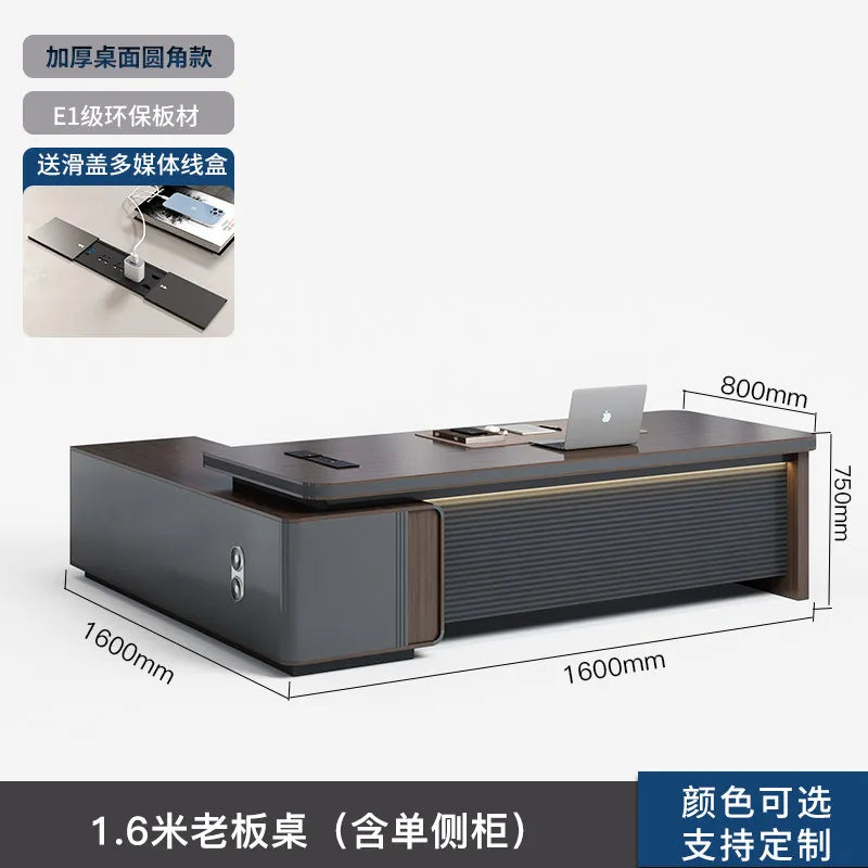 L Shape Luxury Office Desk Decoration Aesthetic Wooden Commercial Office Table Specialty Wooden Mesa Escritorio Furniture