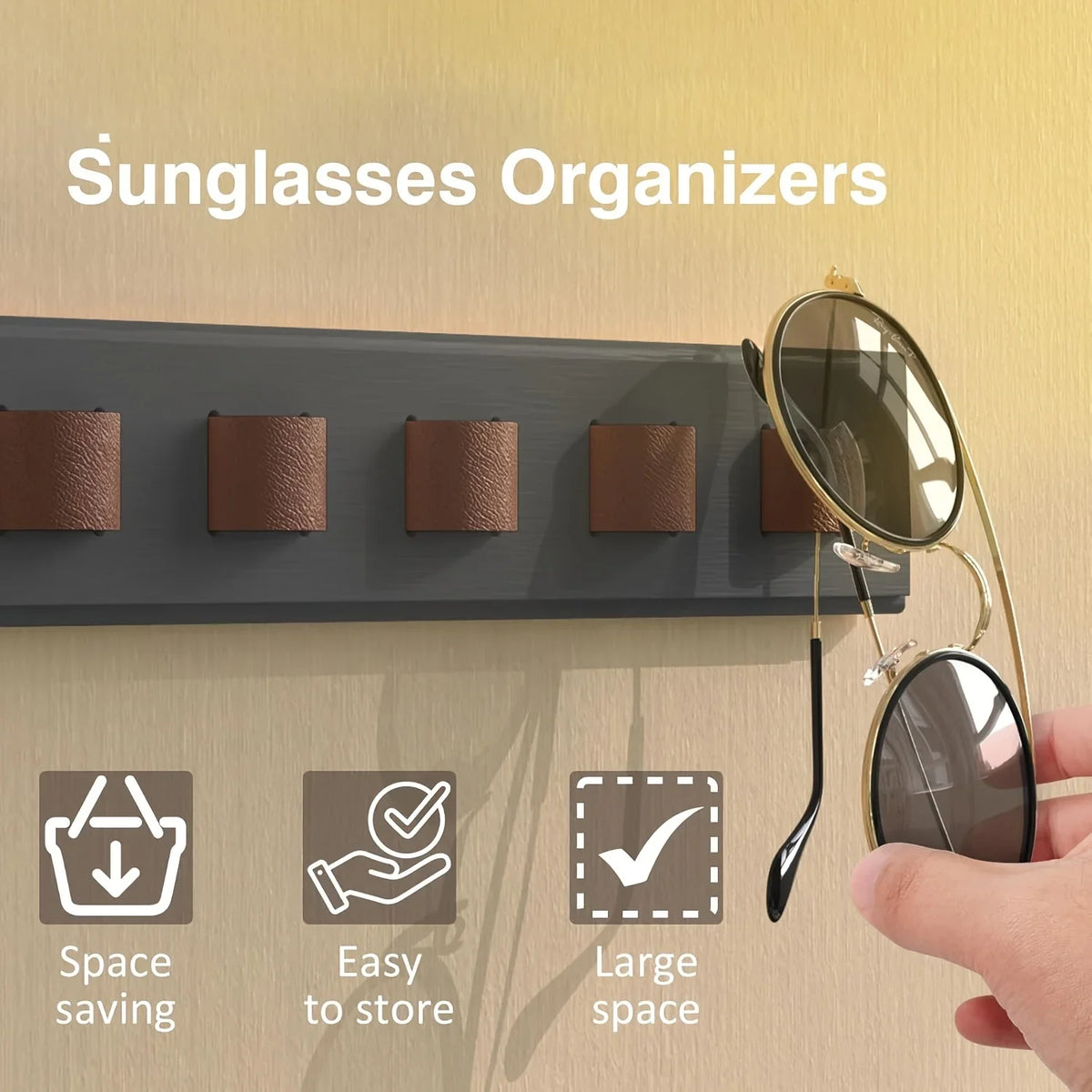 1pc Wooden Eyeglass Storage Rack Wall Mounted Eyeglass Rack Household Sunglasses Sunglasses Storage Rack Glasses Display
