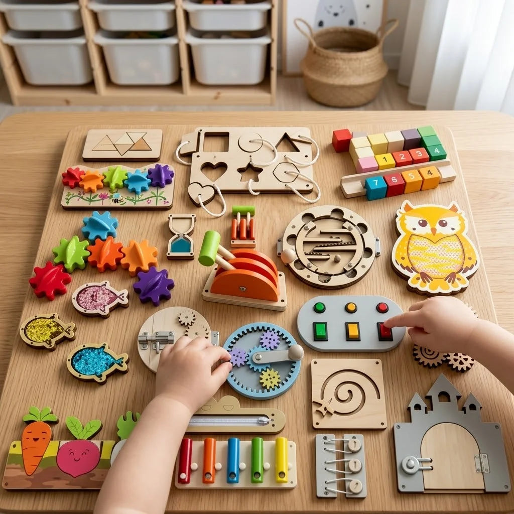 DIY Montessori Busy Board Accessories, Wooden Sensory Educational Toy, Fine Motor Skills & Cognitive Training Learning Toy for K
