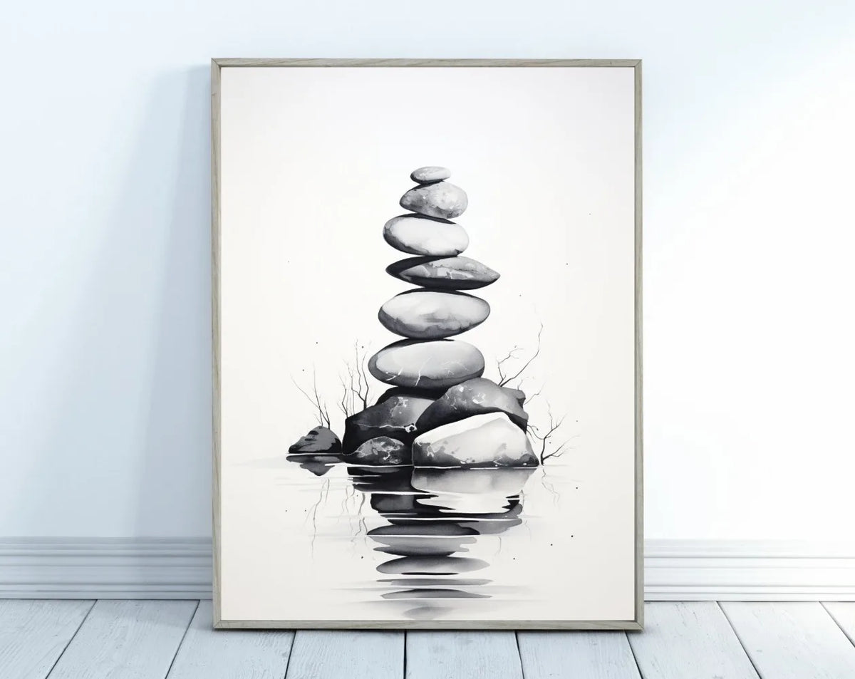 Japanese Zen Lotus Buddha Monk Koi Fish Forest Mountain Poster and Prints Canvas Printing Wall Art Picture for Living Room Decor