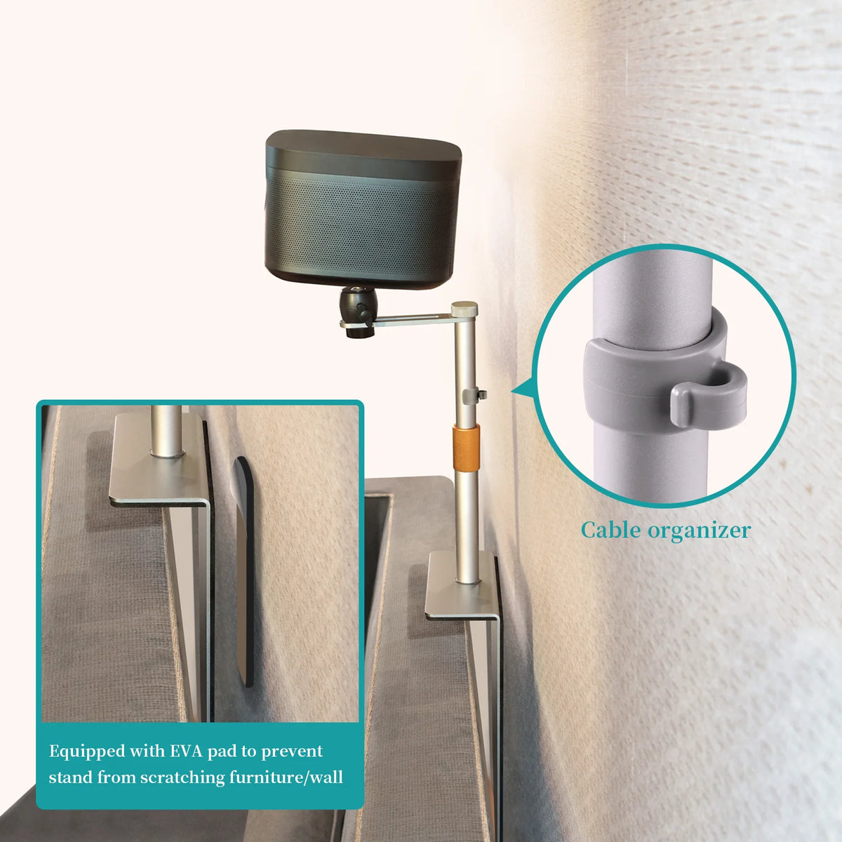 Multifunctional Projector Stand for Bedside Desktop Sofa Bed 360° Rotation Adjustable Thick Metal Base Projector Support Bracket