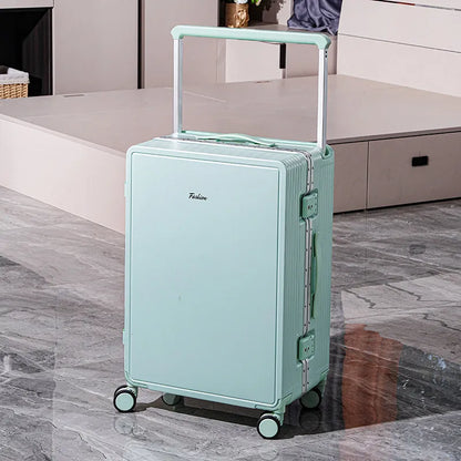 KLQDZMS Suitcase Women's Zipper Boarding Box Men's Aluminum Frame Trolley Case 20"24"26"28 Inch Large Capacity Travel Luggage