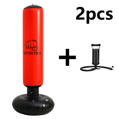 Inflatable Boxing Post, 63 Inch Stable Inflatable Boxing Bag, Vertical Sandbag Toy, Thickened Boxing Post