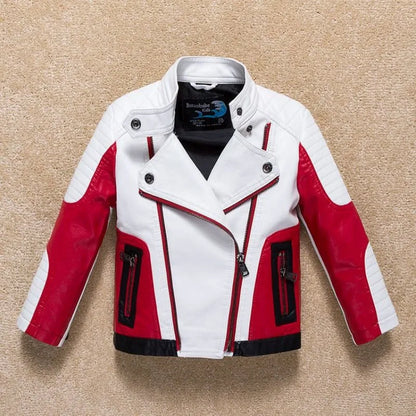 Spring and Autumn Children's Jacket New Boys' and Girls' Splicing Breathable Motorcycle Leather Jacket 90-160cm