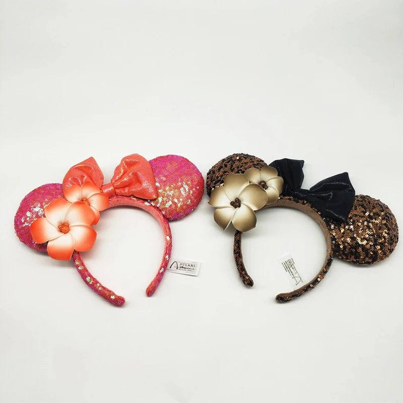 Disney Princess Minnie Ears Headband Big Sequin Bows EARS COSTUME Headband Cosplay Plush Adult/Kids Headband Gift