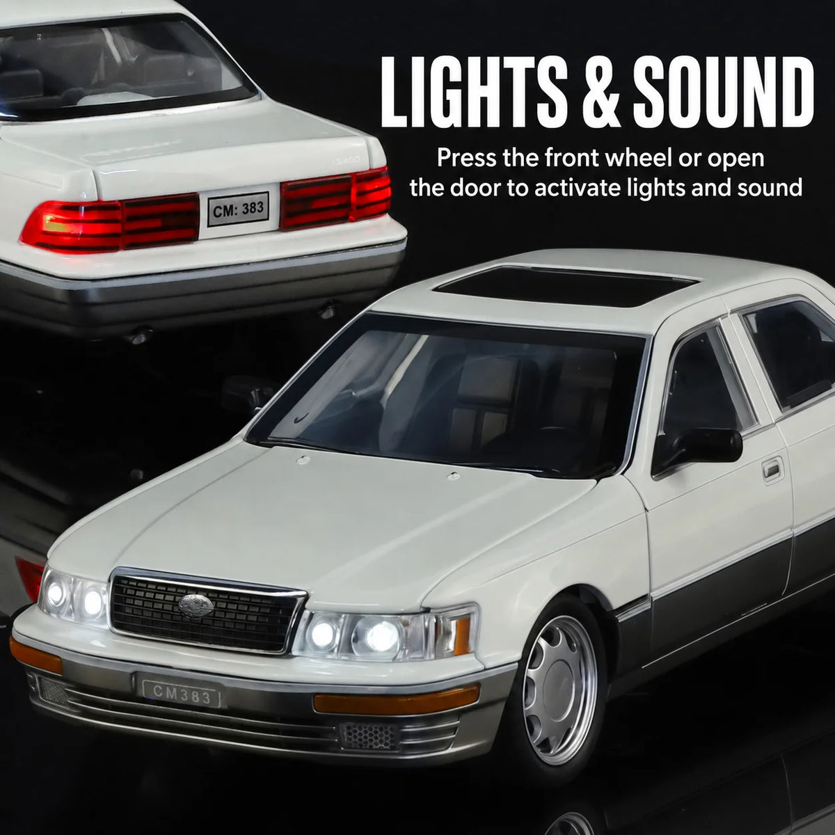 1/24 Lexus LS400 Classical Toy Car Model Diecast Alloy Metal Miniature Vehicle Model Sound & Light Collection Gift For Boyfriend