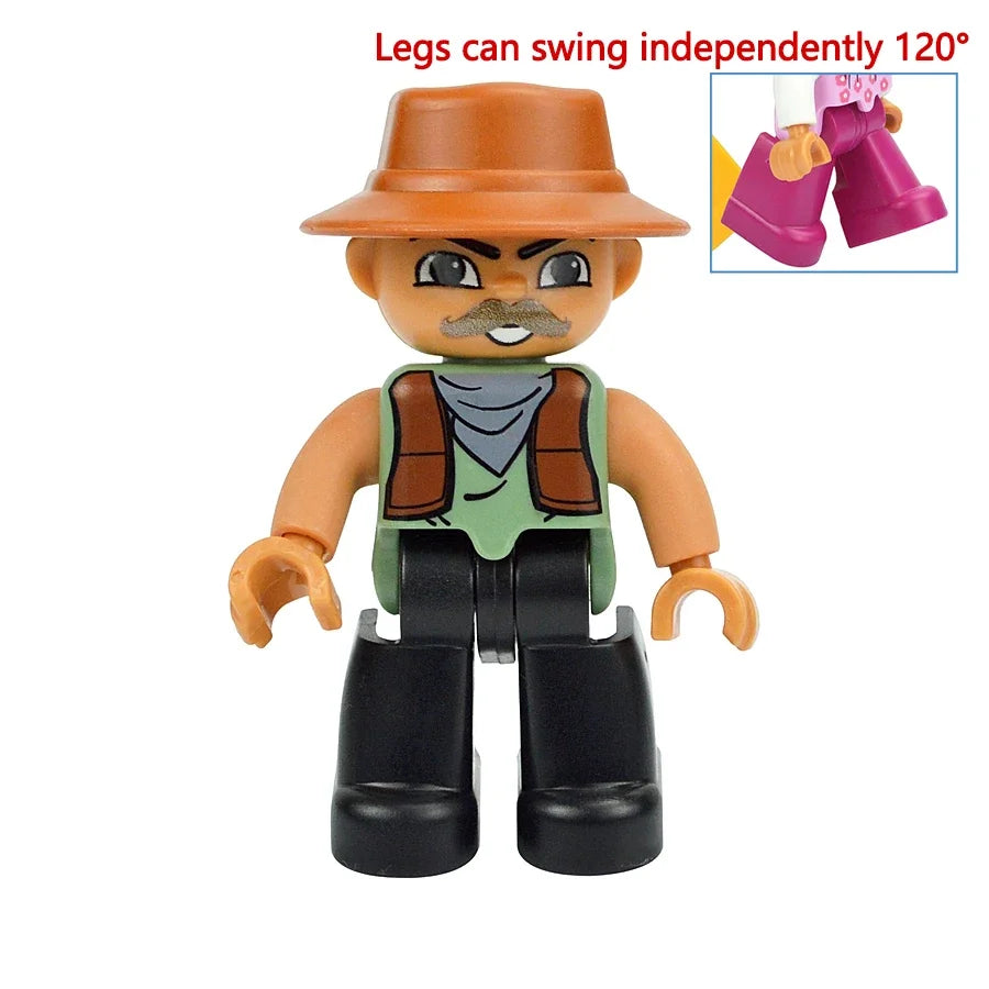 Figures Dolls Big Size Building Blocks Family Action Workers Doctor Police Farmer Compatible Large Bricks Duploes Kid Toys
