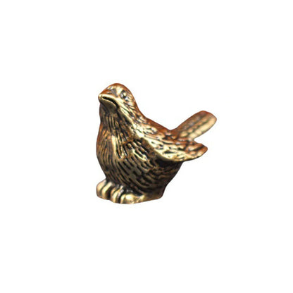 1/2pcs Vintage Ornaments Mini Vintage Brass Bird Statue Retro Sparrow Figurines Small Animal Sculpture for Living Room Bedroom H