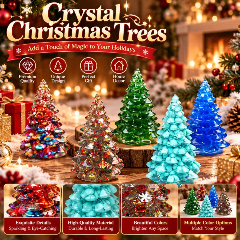 Christmas Tree Mini Resin Ornament, Glitter Artificial Tabletop Decor, Fake Pine Table Centerpiece, Holiday Party Desktop Gift