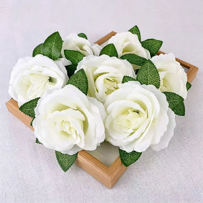 Wedding Car Decoration Set 9Pcs White Artificial Rose Flowers with 160cm Organza Ribbon Bridal Car Decor