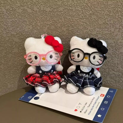 Hello Kitty Super Cute Glasses Junior Doll Bag Pendant Cartoon Cute Plush Doll Keychain