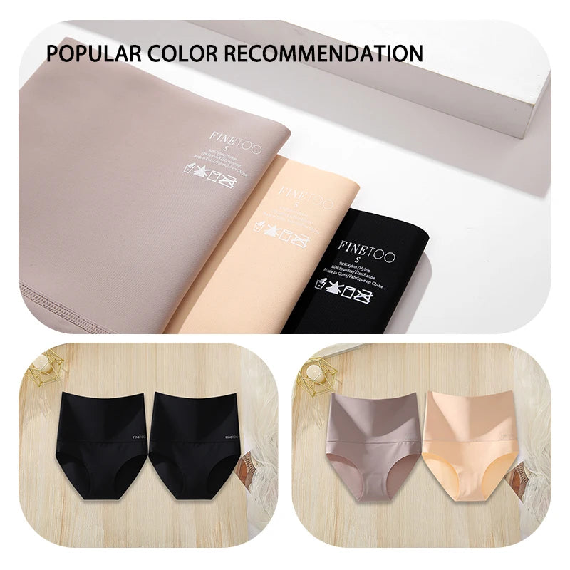 2Pcs/Set High Waist Panties Women Body Slimming Underwear Breathable Comfortable Briefs Solid Briefs  Breathable Lingerie