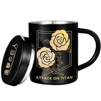 New Attack on Titan anime peripherals 304 stainless steel mug two-dimensional creative cartoon wings of freedom water cup gift