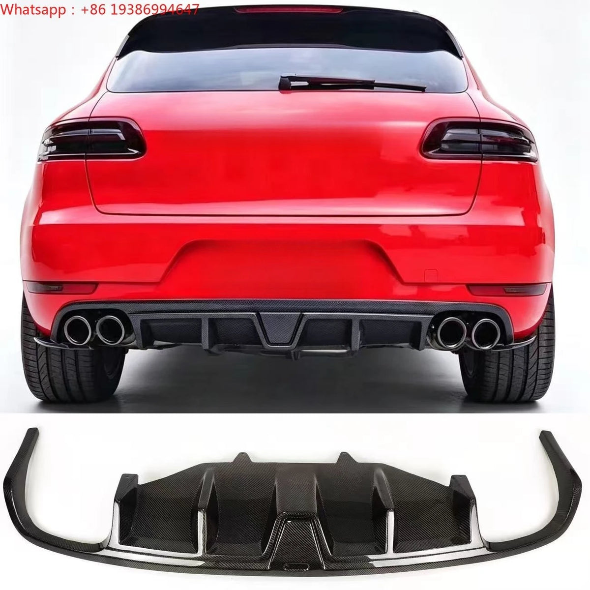 For Porsche Macan 95B 2014-20 Blade-Style Rear Diffuser Carbon Fiber Factory Direct for Porsche Macan Rear Diffuser Bumper Lip