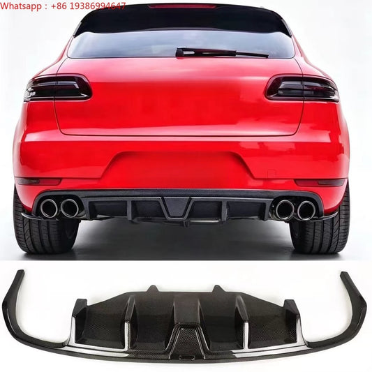 For Porsche Macan 95B 2014-20 Blade-Style Rear Diffuser Carbon Fiber Factory Direct for Porsche Macan Rear Diffuser Bumper Lip