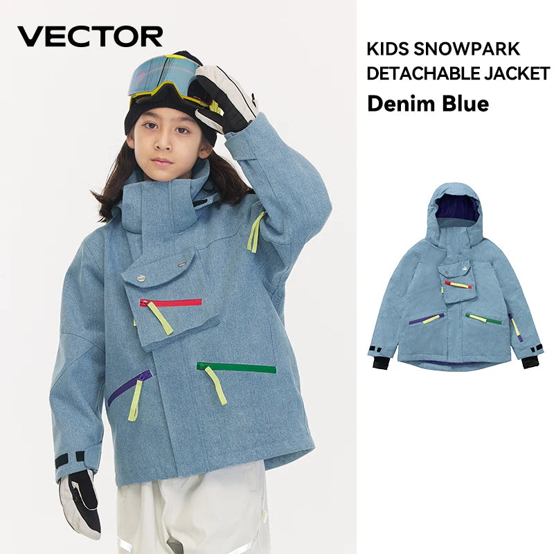VECTOR Ski Wear Children Hooded Sweater Boys and Girls Wear Thickened Warmth Waterproof Equipment Jackets Snow Jacket