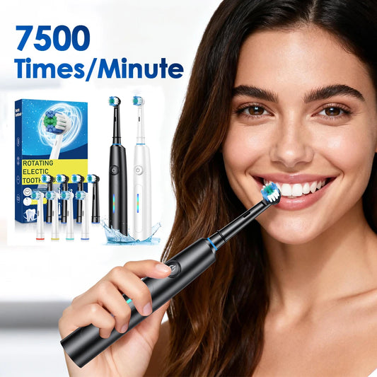 3D Rotating Electric Toothbrush 5 Modes USB Fast Rechargeable Rotary Electric Toothbrush with Travel Case 4 Brush Heads