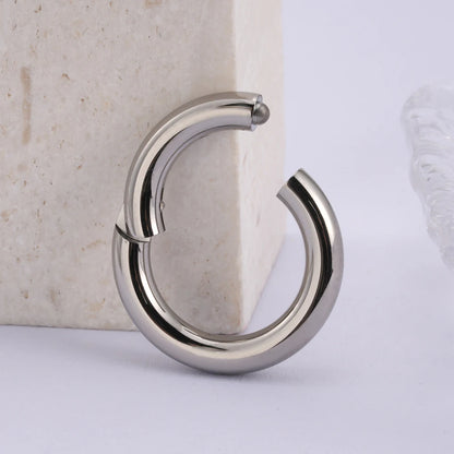 Right Grand ASTM F136 Titanium Large Gauge 6G 8G 10G Single Hinged Clicker Segment Hoop Ring Septum Nose Piercing