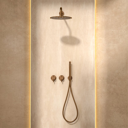AITANA Minimalist Bathroom Brushed Nickel Shower System Wall-Mounted Modern Embedded Dual Function Rainfall And Handheld Brass