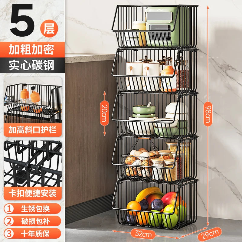 주방수납 Rolling Storage Cart Multipurpose Rustproof Modern Storage Cart Kitchen Multi-layer Trolley with Wheel Kitchen Furniture