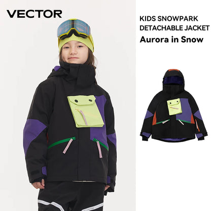 VECTOR Ski Wear Children Hooded Sweater Boys and Girls Wear Thickened Warmth Waterproof Equipment Jackets Snow Jacket