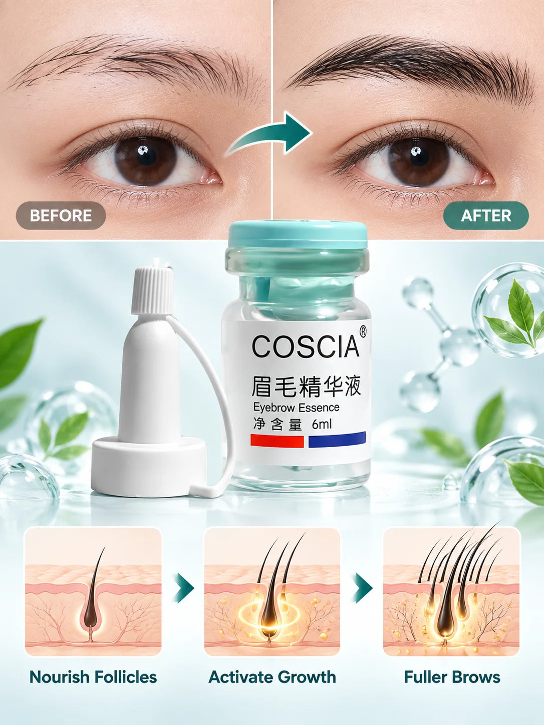 Eyebrows Growth Liquid Hair Fast Longer Fuller Thicker Usma Grass Serum Hair Loss Treatment Product Prevent Baldness Makeup New