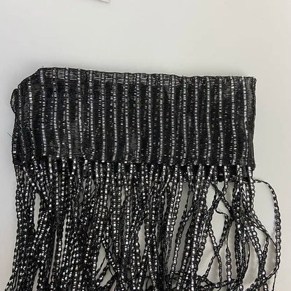 1pcs/set 100x200cm Premium Glitter String Curtain with Silver Ribbon & Sparkling Fringe - Decorative Window/Room Curtain + Rod
