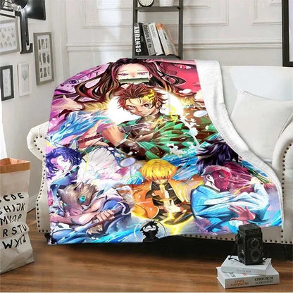Demon Slayer Anime Flannel Blanket 2026 All Season Double-sided Printed Throw, Soft Warm Fashion Nap Blanket for Home