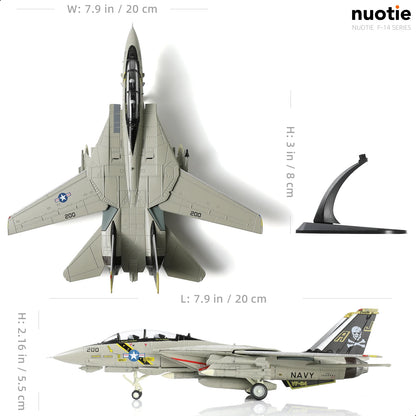 NUOTIE 1/100 F-14 Tomcat US Navy VF-84 Jolly Rogers Pre-Built Military Model with Stand Collection Gift for Adults