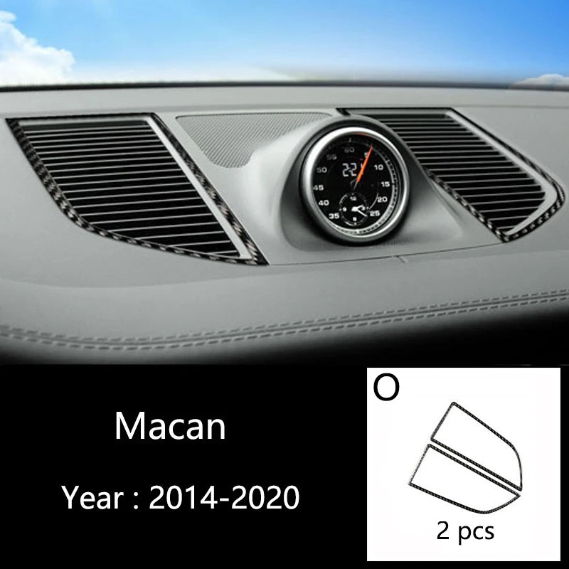 Accessories For Porsche Macan Carbon Fiber Car Inner Control Gear Shift Panel Water Cup Holder Cover Trim Decoration Car Sticker