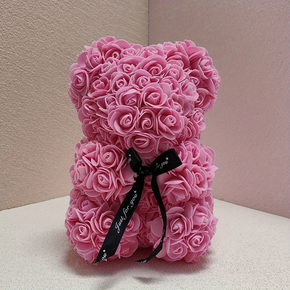 1pc Rose Bear Artificial Foam Flowers Bear Made Of Roses For Valentines Day, Mothers Day, Anniversary, Birthday Gifts