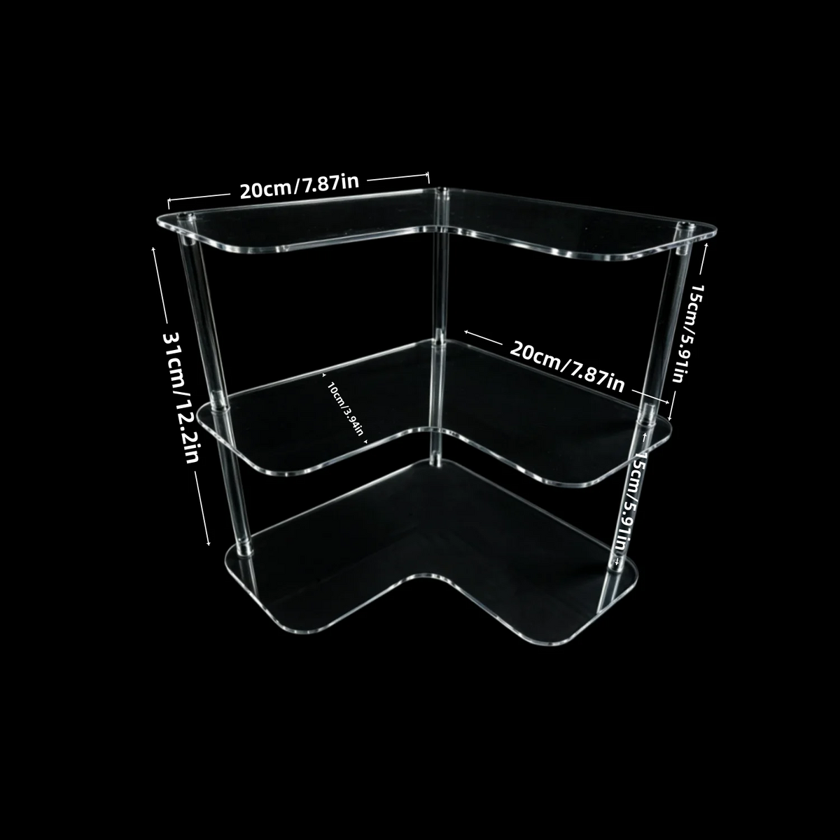 3-Tier Clear Acrylic Corner Display Stand Multi-Purpose Storage Rack for Cupcakes  Figures  Cosmetics And Collectibles