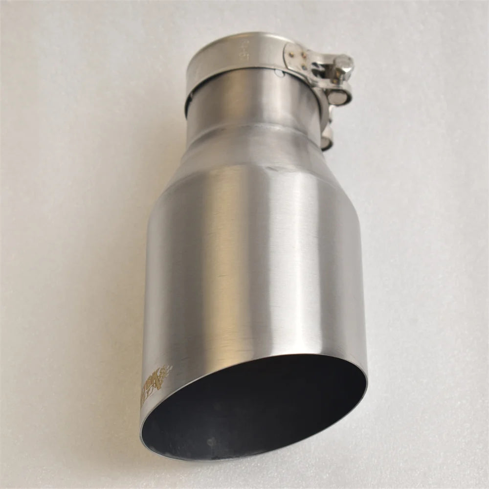 MILLTEK SPORT Universal Car Muffler 304 Stainless Steel Matte Brushed Finish with Pointed Exhaust Tip And Slanted Pipe