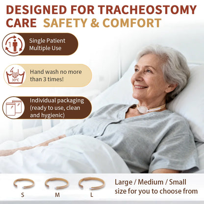 Ehucon Tracheostomy Tube Holder Adjustable Trach Tube Neck Strap with Hook Loop Skin-Friendly Tracheostomy Neckband Collar