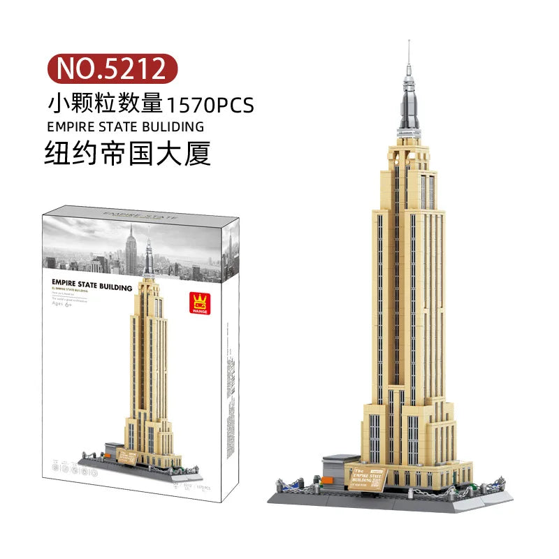 WANGE City Architecture Sydney Opera Santorini Building Blocks Chamartin Stadium Mosque Assembled Model Collection Toys For Gift